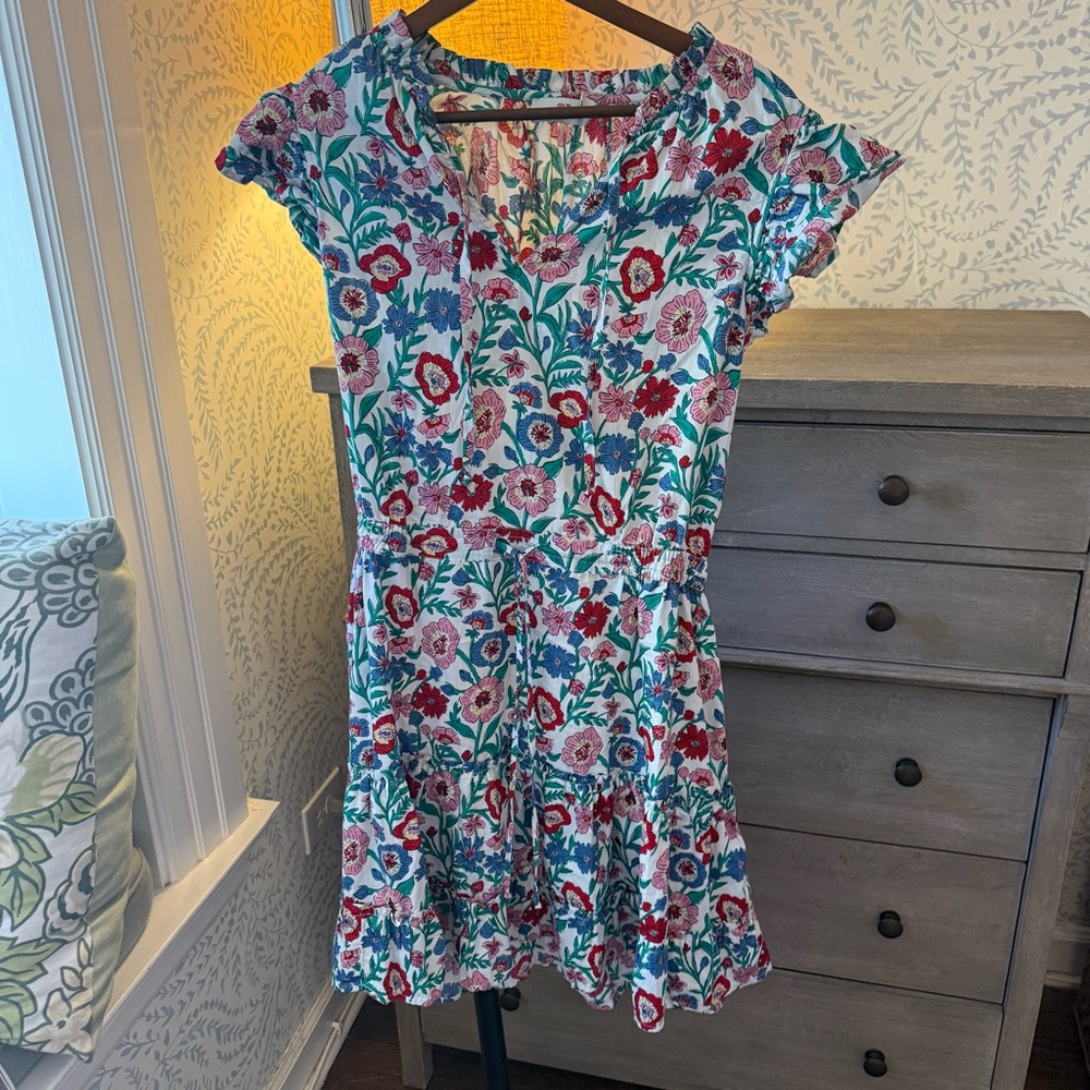 Vineyard Vines Floral V-Neck Tiered Cotton Mini Dress Size M